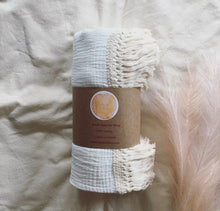 Load image into Gallery viewer, White Fringe Swaddle Wrap