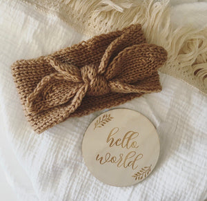 Tan Knitted Bow