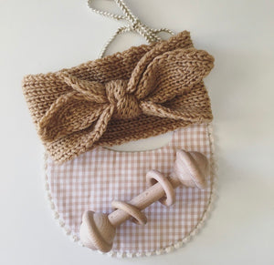 Tan Knitted Bow